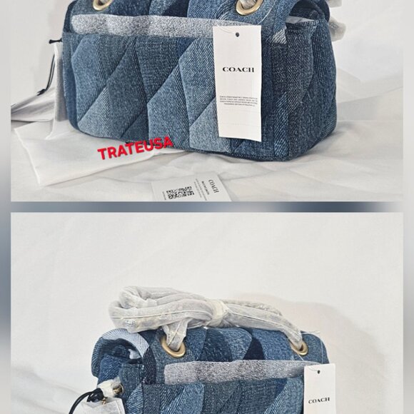 Coach Tabby Shoulder Bag 20 With Patchwork Quilting Denim CAM93 $495 NWT Packed - Picture 6 of 16